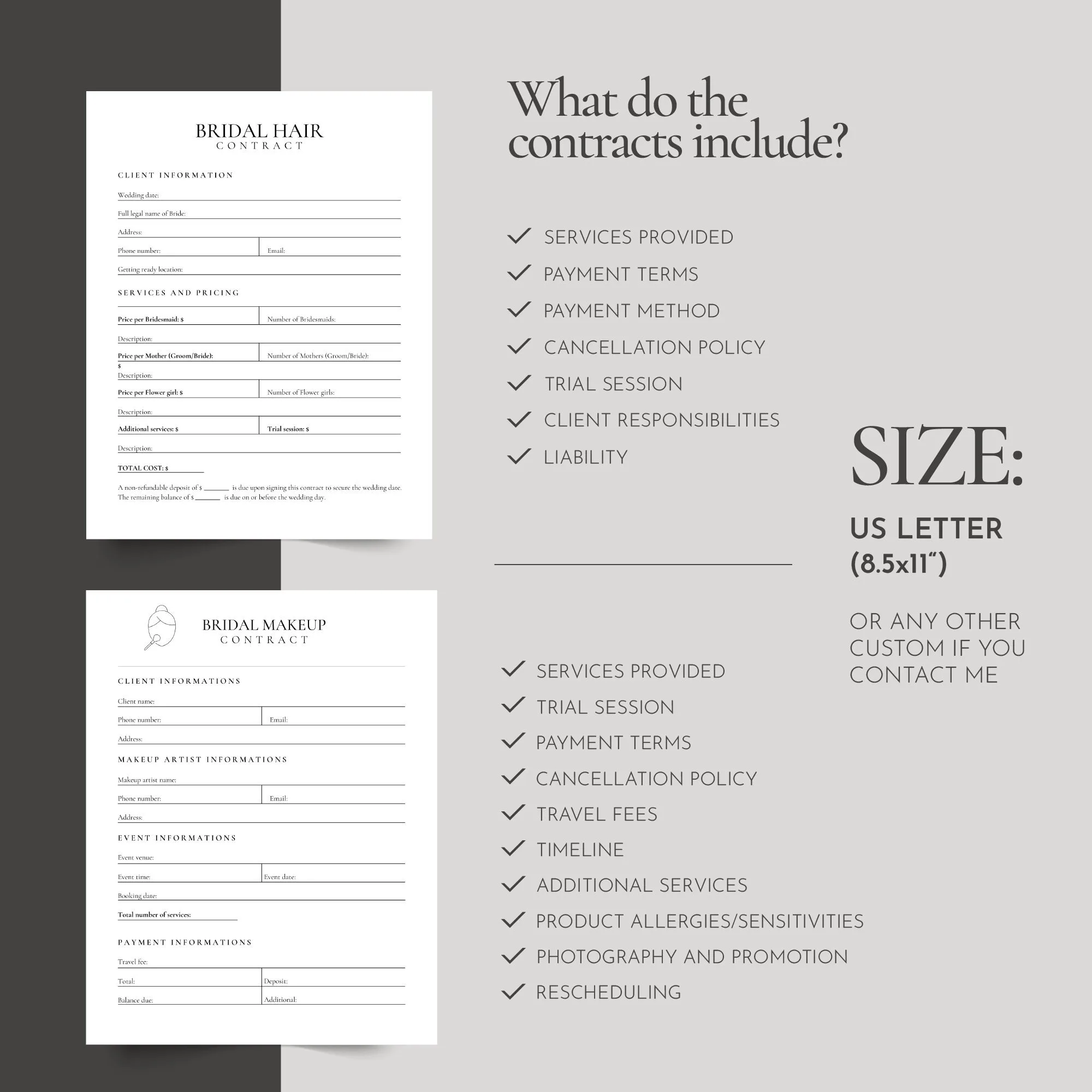 Bridal Hair & Makeup Contract Template Bundle – preview 3