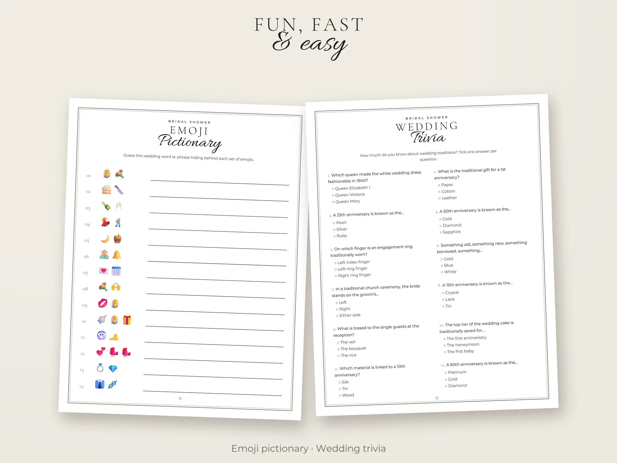 Bridal Shower Games Bundle – 15 Printable Games – preview 6