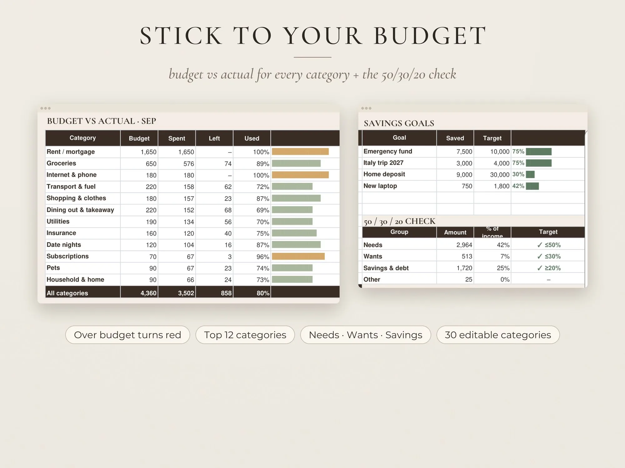 Couples Budget Spreadsheet – Google Sheets & Excel – preview 5