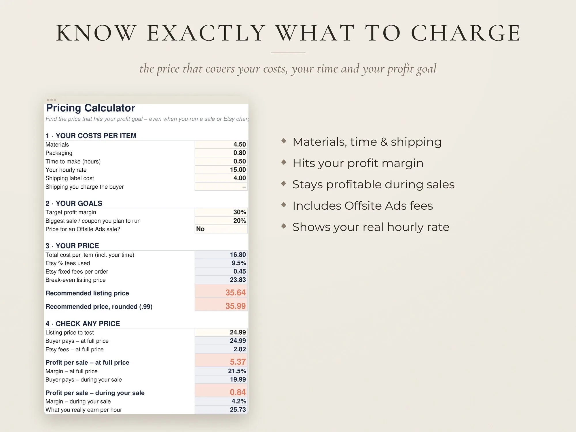 Etsy Seller Spreadsheet – Profit, Fees & Sales Tracker – preview 5