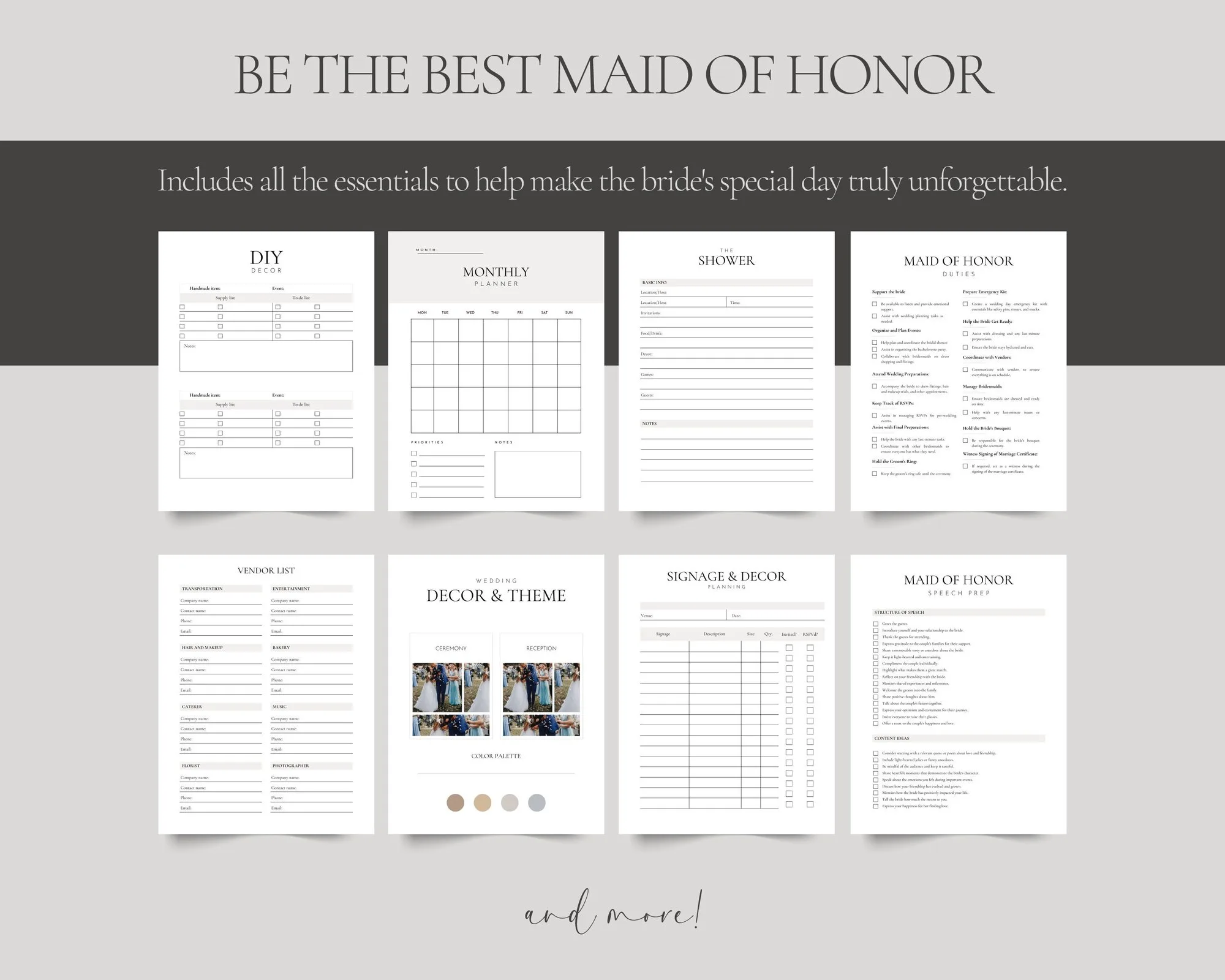 Maid of Honor Planner – Printable Binder – preview 3