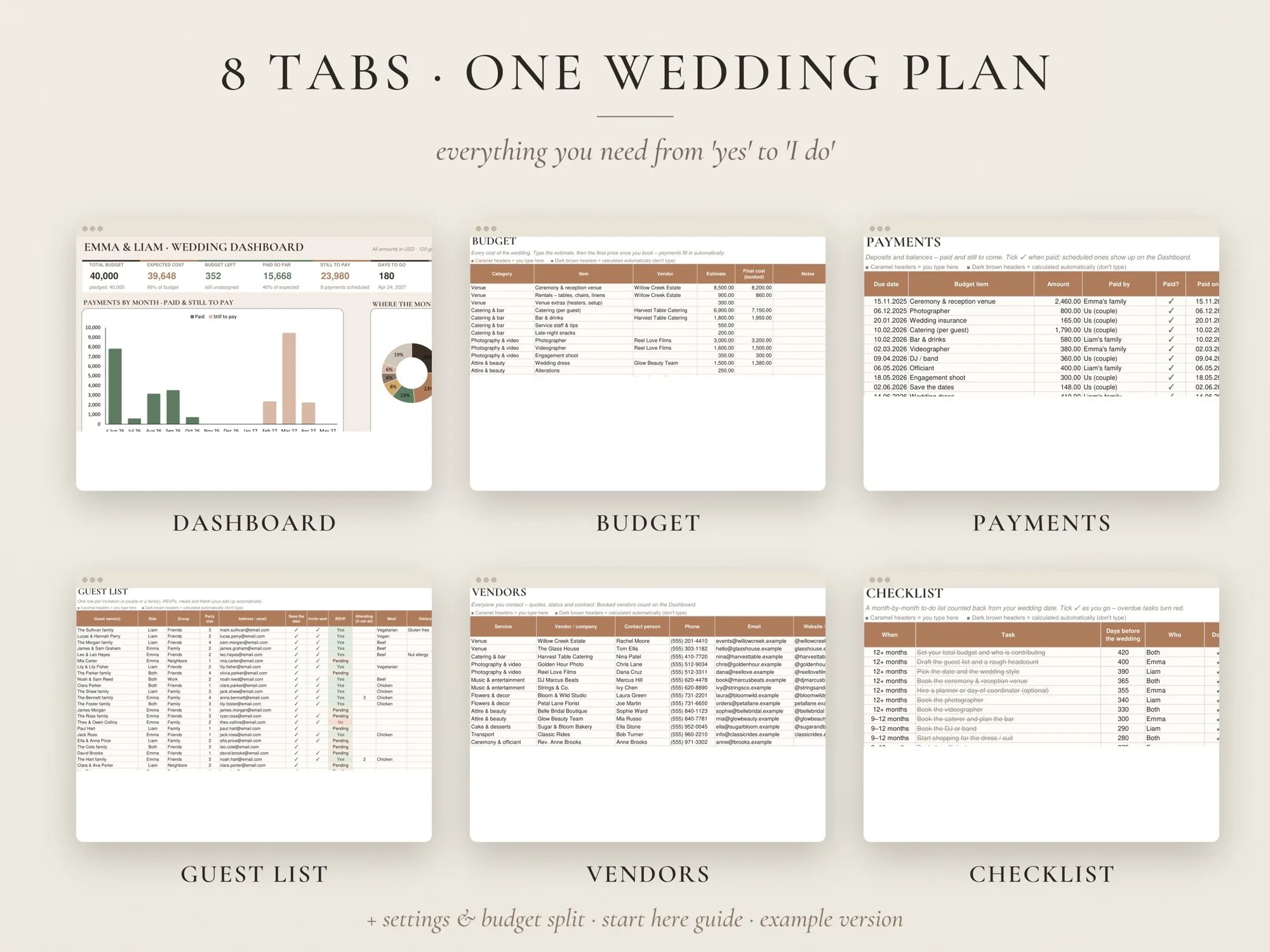 Wedding Budget Spreadsheet & Planner – Google Sheets & Excel – preview 2