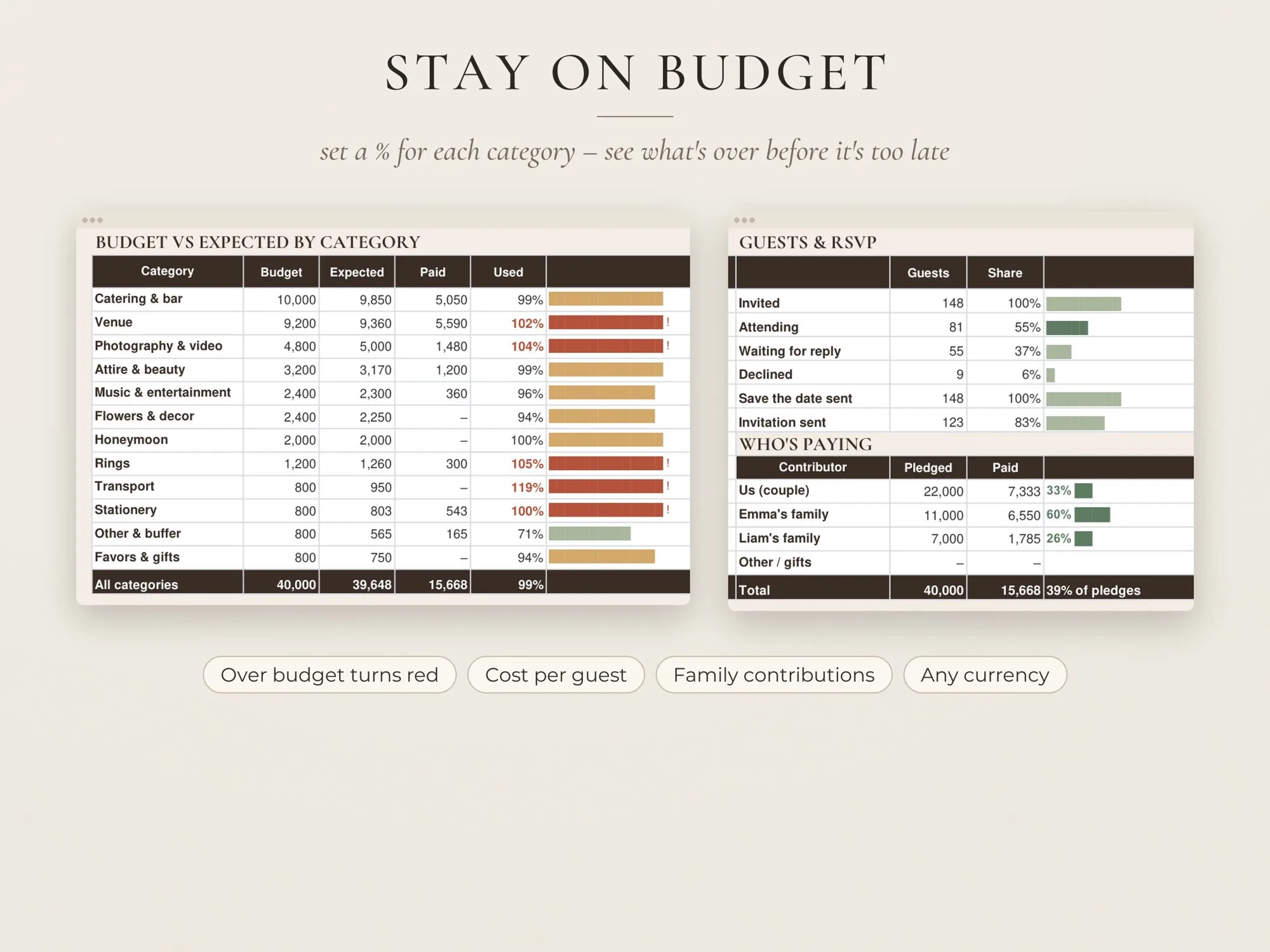 Wedding Budget Spreadsheet & Planner – Google Sheets & Excel – preview 10